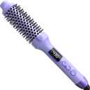 Nimmu Thermal Brush for Blowout Look, 1.5 inch Heated Round Brush, Curling Iron with 10 Temperature Control, Hot Styler Dual Voltage for Travel, Purple