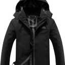 OTU Men's Lightweight Waterproof Hooded Rain Jacket Outdoor Raincoat Shell Jacket for Hiking Travel (X-Large, Black)