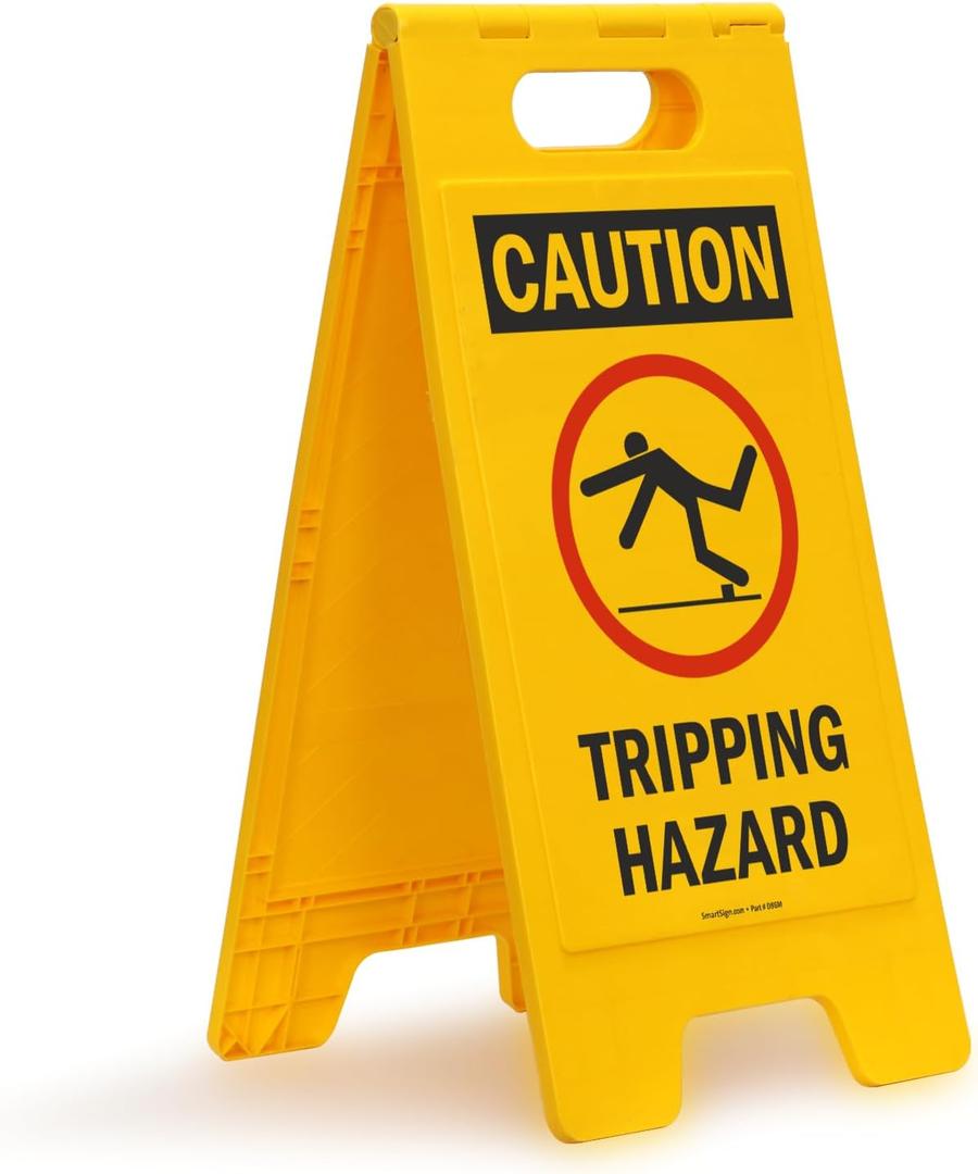 "Caution - Tripping Hazard" Folding Floor Sign By SmartSign | 25" x 12" Plastic