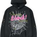 Unisex Hoodie Y2k Cobweb Spider Hoodie Graphic Sweatshirt Novelty Gift (Small, Black)