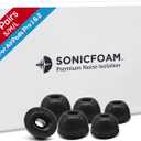 SONICFOAM (SFAir-1-2 Pro Small/Medium/Large Black) Memory Foam Earbud Tips - Compatible with AirPods Pro 1st & 2nd Gen - (6 Pack / 3 Pairs)