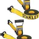 STANLEY S50002 Black/Yellow 1.5" x 16' Heavy-Duty Ratchet Straps (5,000 lb Break Strength), 2 Pack
