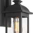 FEMILA Outdoor Wall Sconce, 14.9" Matte Black Seeded Glass Outdoor Sconce Lights, Front Porch Light Fixtures Wall Mount, Garage Lights for Patio, Entryway, Garden, E26 Base, 4FD54B BK (15")