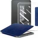 E NET-CASE Case for All-New 2024 Released & Kindle Colorsoft (2025) 7 inch Ebook Electronic Reader,Clear Back Shell Durable PU Leather Cover with Auto Sleep Wake, Deep Blue