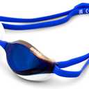 ARENA Unisex Python Racing Swim Goggles for Men and Women Anti-Fog No Leak Max Comfort Dual Strap, Mirror/Non-Mirror Lens (Blue Mirror/White)