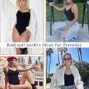 SHAPERX Women's Seamless Shapewear Bodysuit Tummy Control Body Shaper Waist Snatching Body Suit S/M