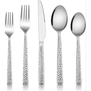E-far Hammered Dinner Spoons Set of 12, 7.9 Inch Stainless Steel Soup Spoons Tablespoons for Home, Kitchen or Restaurant, Non-toxic & Mirror Polished, Squared Edge & Dishwasher Safe