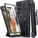 FNTCASE for Samsung Galaxy S24-Ultra Case: Military Shockproof Protective Phone Cover with Belt-Clip Holster & Kickstand, Heavy Duty Drop Proof Protection Durable Rugged Cases for S24Ultra 5G, Black