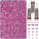 33000Pcs Dark Pink Rhinestones for Bedazzling, Bedazzler Kit with Flatback Craft Rhinestones Bulk and B7000 Glue, 2,3,4,5,6mm Resin Flat Back Crystals for Craftings, Clothes, Nails