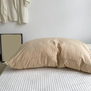 JadeRich Set of 2 Washed Cotton Bed Pillow Covers Solid Color Soft Breathable 20x30 Inch Envelope Pillow Shams (Khaki)