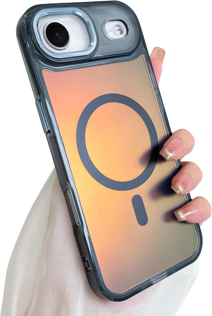 SAKUULO Magnetic Case for iPhone Air Compatible with Magsafe, Bling Laser Iridescent Florescent Crystal Sparkly Luxury Shockproof Protective Cover for Women Men, Black