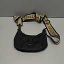 True Religion Women's Shoulder Bag, Mini Crescent Hobo Handbag with Adjustable Crossbody Strap and Coin Purse, Black