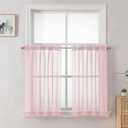 OVZME Blush Pink Sheer Curtains 36 inch Length 2 Panels Set, Light Filtering Voile Rod Pocket Short Window Curtians for Bathroom Living Room Farmhouse Small Windows, Each 42Wx36L Inches