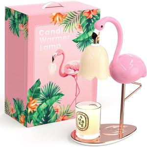 CODOGOY Fragrance Candle Warmer Flamingo Lamp with Timer, Dimmable, Halogen, Polished, Pink, for Home Decor 6.69 x11 x15.35 in