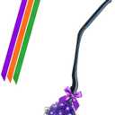 Lighted Witch Broom with LED Purple Lights Halloween Black Witches Broomstick with Ribbons Broom Props Good Witch Costume Accessories for Halloween Costume Party Decoration