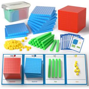 Base Ten Blocks with Place Value Chart - Math Manipulatives for Kids.Counting Blocks for Math to Help Educate Kindergarten Teachers.