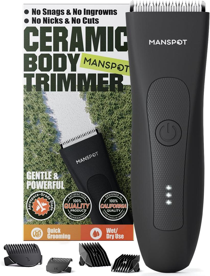 Manscape Body Hair Trimmer for Men, Groin Hair Trimmer Ball Shaver Replaceable Ceramic Blade Heads Waterproof