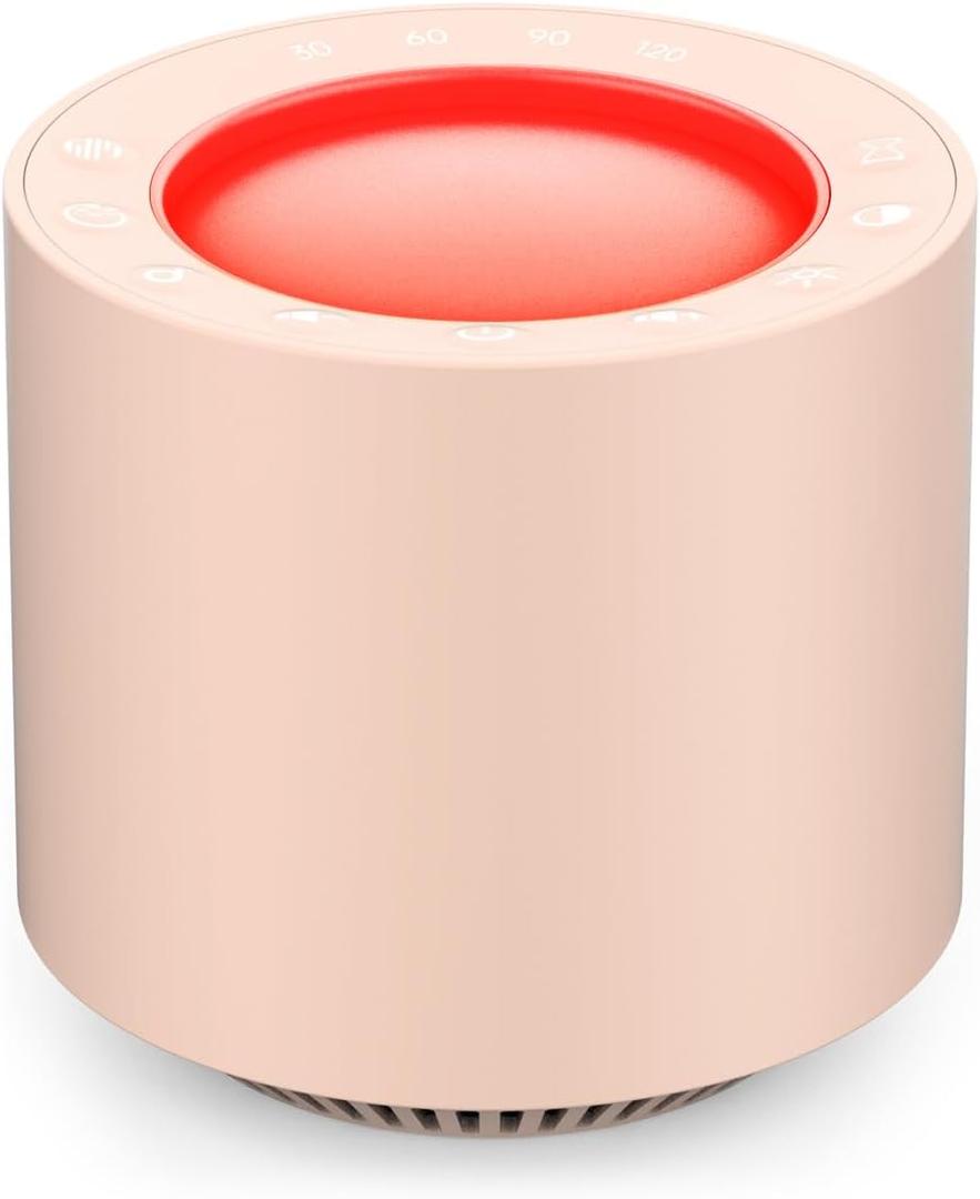 Dimmable Nursery Night Light: Red Light Therapy Sleep Sound Machine with 38 Soothing Sounds & Calming Womb Soother Memory Function, White Noise Sound Machine with Timer for Baby Adult Gift (Peach) (PN-01)