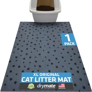 Drymate XL Original Cat Litter Mat, Contains Mess from Box, Protects Floors, Urine-Proof, Machine Washable, Soft on Kitty Paws, Absorbent, Waterproof (USA Made, Recycled Content) (28x36)(GreyStripe) (1 Count (Pack of 1))