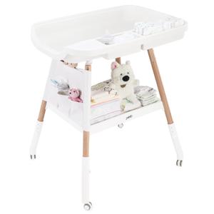 JMMD Baby Changing Table, Changing Station for Nursery, Adjustable Height Diaper Station with Waterproof Changing Pad and Storage for Baby 0-5 Months, White Storage (White with Storage)