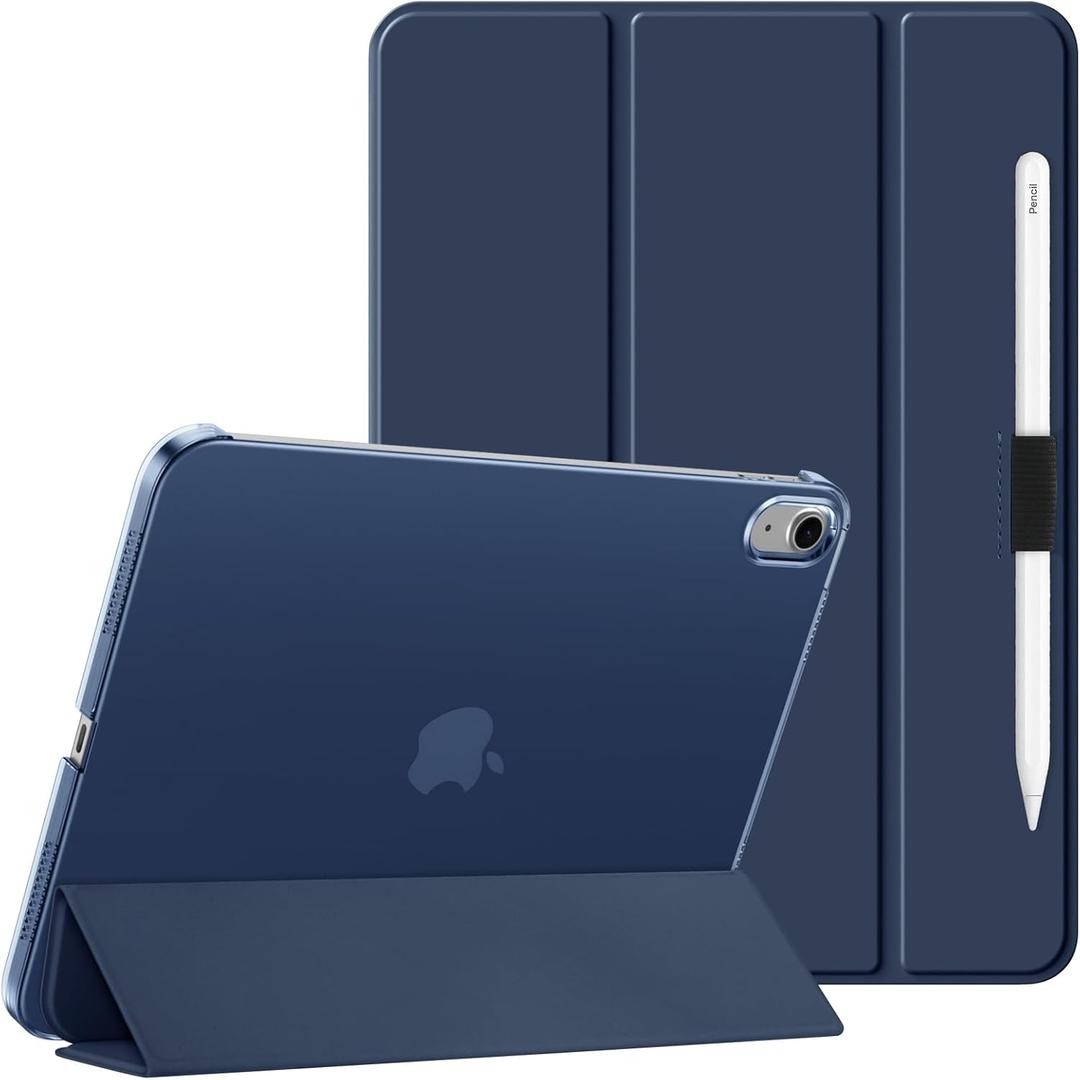 Clear Case for iPad (A16) 11th Generation 11 Inch (2025),iPad 10th Generation 10.9 Inch (2022).Stand Cover with Hard Translucent Back, Support Touch lD, Auto Wake/Sleep,Stylus Holder-Navy