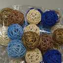 Patelai 36 Pcs Wicker Rattan Balls Decorative Balls for Vase Centerpiece Bowls Orbs Filler for Home Decor,4 Sizes(Blue, Brown, Dark Brown, White) (2.8'',2.4'',2'',1.6'')
