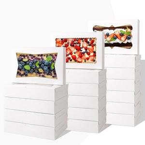 PFAMKEER 7 pcs12x8x2.5 Inches Bakery Boxes, Cookie Boxes with 3Style for Window Bread,Treat，Chocolate,Strawberries,Dessert,Cakes,Donuts,Muffins,pastry