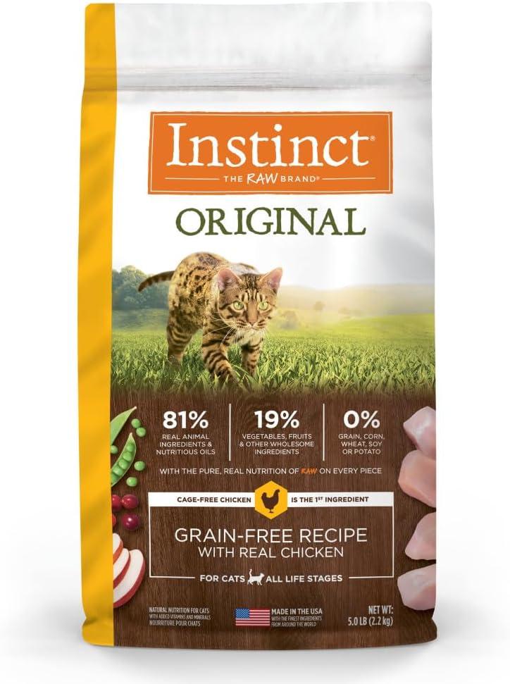 Instinct Original Dry Cat Food, Raw Coated Kibble, High Protein, Grain Free Recipe - Real Chicken, 5 lb. Bag (EXP 11/17/26)