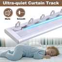 Ultra-thin Curtain Track, Aluminum Ceiling Curtain Rail System No Drill Self Adhesive Curtain Tracks Wall Mount, Silent Sliding Rail for Windows Easy Installation with Screws 11.2ft (3.4m)