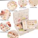 Girls Jewelry Box Earring Holder Organizer for Girls Jewelry Organizer Box Stud Earrings Organizer for Girls Womens Beige Jewelry Box for Earrings and Necklaces Rings Stud Earring Box for Teen (Medium)