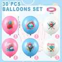 Seenelling 30 Pcs 10 Inch Ice Cream Drip Baseball Balloons with 32.8 ft Ribbon Pink and Blue White Baseball Balloon Decorations for Sport Themed Birthday Baby Shower Graduation Party Backdrop Supplies