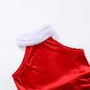 Christmas Girl Costume Red Velvet Sleeveless Dress Family Gathering Party Dress with Hooded Belt (Red)