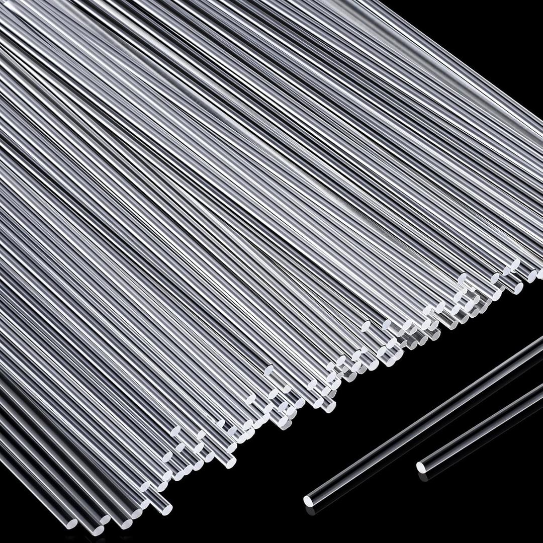 Vicenpal 120 Pcs 8 Inch Clear Acrylic Rods 2 mm Diameter Acrylic Dowel Rods Round Plastic Strip Cake Topper Sticks for DIY Crafts Party Decorations Gardening