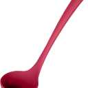 2.6oz Small Silicone Soup Ladle: U-Taste 600F Heat Resistant Non-Stick Kitchen Deep Serving Spoon, Soft Cooking Utensil with Non-Slip Solid Handle for Mixing Sauce Stew Gravy (11in, Red)