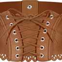 Wedtrend Womens Wide Elastic Belts Leather Corset Belt Ladies Cinch Belts Waist Lace-Up Corset Belt for Dress (Small, Brown)