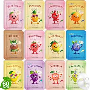 KONEUK 33 Pack Fruit Theme Face Mask for Kids, Easter Basket Stuffers, Sheet Hydrating Face Masks Skincare for Teens Women, Skin Care for Kids, Spa Party Supplies and Bulk Birthday Gifts for Girls