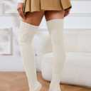 Leoparts Cable Knitted Thigh High Socks for Women Winter Extra Long Over Knee High Leg Warmer Stockings, 39 inches