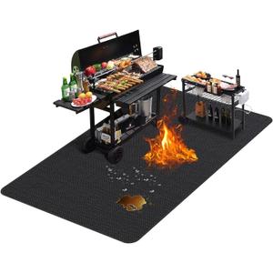 Large 76 x 52 inches Under Grill Mats for Outdoor Grill | Double-Sided Fireproof | Waterproof | Oil-Proof | Easy to Clean | Indoor Fireplace/Fire Pit Mat | Quality BBQ Mat for Deck Patio Lawn