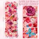 Breling 40 x 14 Inch Artificial Flower Floral Tea Party Table Runner Spring Pink Floral Wonderland Party Decoration Pink Flower Table Centerpiece Afternoon Tea Decor for Spring Bridal Wedding Birthday