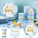 200 Pcs Blue Baby Shower Paper Plates Napkins Cups Boy Baby Shower Party Supplies Tableware Set Blue Disposable Cup Napkin for 50 Guest Boys Spring Party Decoration