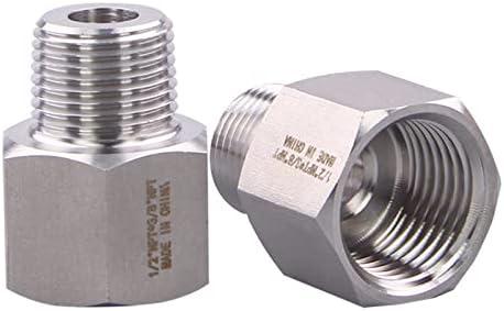 DERPIPE Forged Reducer Adapter Fitting - Stainless Steel 304 Reducing Pipe Connector, 1/2" NPT Female x 3/8" NPT Male (pack of 2)
