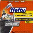 Hefty Load & Carry Heavy Duty Contractor Large Trash Bags, 42 Gallon, 26 Count