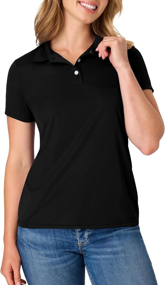 Hanes Sport Women's Cool DRI Performance Polo, Black, XXX-Large