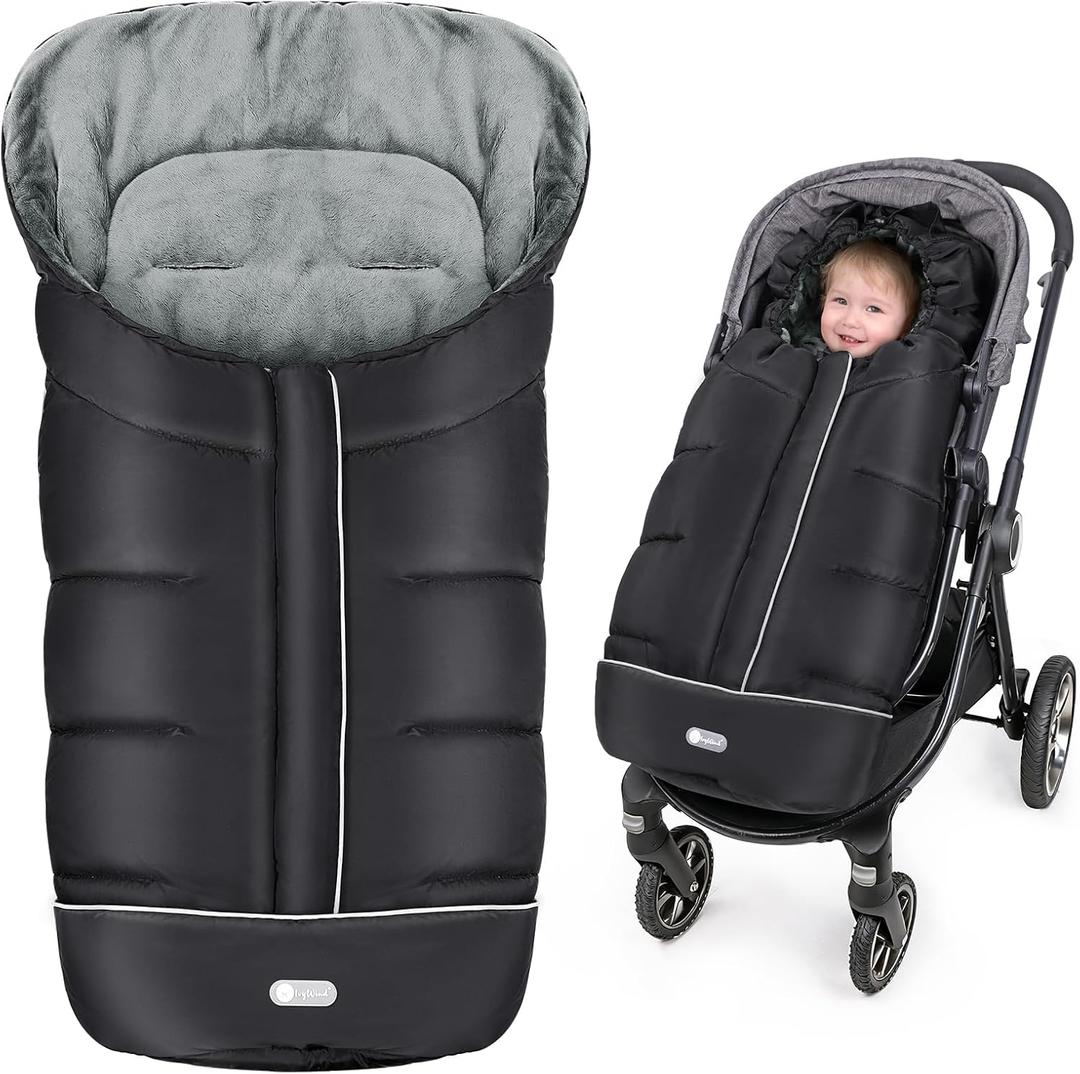 IvyWind Stroller Footmuff Universal, Warm Stroller Cover for Winter, Waterproof Baby Stroller Bunting Bag, Toddler Stroller Winter Sack for Cold Weather, Black