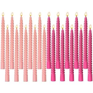 10 Pack Pink and 10 Pack Hot Pink Spiral Taper Candles for Holiday Home Decoration, 10 Inch Unscented Dripless Twisted Candlesticks for Dinner Party Wedding Valentines Day Baby Shower and Easter