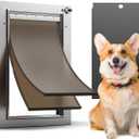 Dog Door All Aluminum Medium, Doggy Doggie Cat Door, Heavy Duty Pet Door for Install in Interior Exterior Doors or Wall, 2 Magnetic Flaps, Energy Efficient, Closing Panel for Pets Up to 45Lb