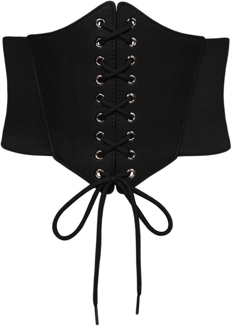 Scarlet Darkness Women Wide Belt Elastic Waist Belt Corset Belts for Dress (Medium, Black)