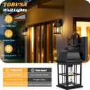 TOBUSA 2-Pack Outdoor Light Fixtures, 100% Aluminium Waterproof Exterior Wall Lantern, Anti-Rust Outside Black Wall Sconce Porch Lights for House Garage, Doorway, Bulbs Not Included