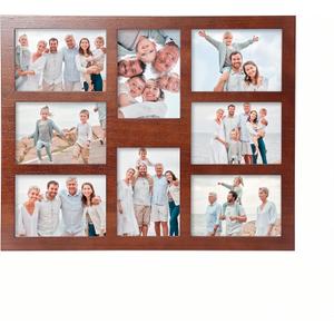 5x7 Picture Frame Collage for Wall Decor-Large Size 8 Openings Brown Picture Frame Wall Decor Multiple Photo Collage Frames for Wall Mounting Vertically or Horizontally- Home and Family Display