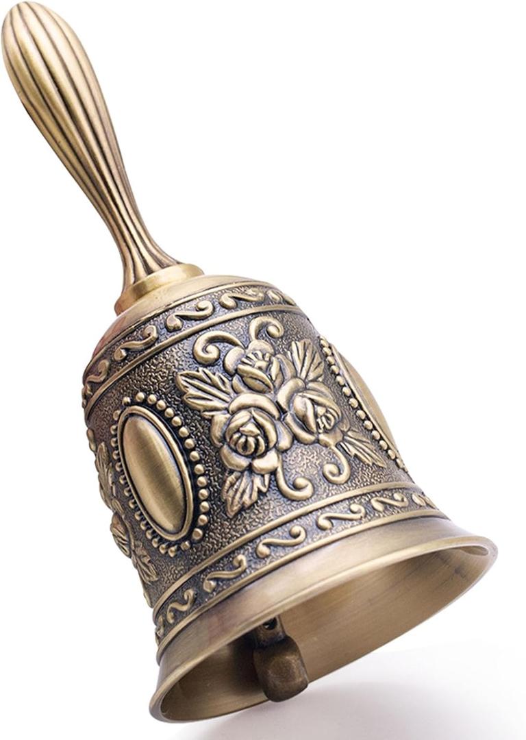 DomeStar Vintage Brass Hand Bell  Loud Call Bell for Bedside, Dinner, Wedding, Christmas & Holiday Party